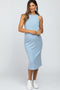 Light Blue Ribbed Open Back Maternity Midi Dress