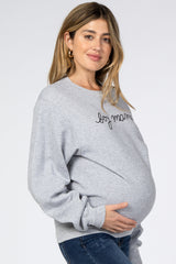 Heather Grey "Boy Mama" Fleece Maternity Sweatshirt