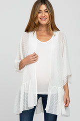 Ivory Swiss Dot 3/4 Sleeve Chiffon Maternity Cover Up