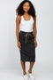 Charcoal Animal Print Tie Front Accent Skirt