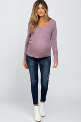 Lavender Knot Back Maternity Sweater