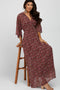 Burgundy Floral V-Neck Maxi Dress