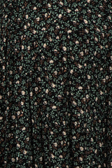 Green Floral V-Neck Ruffle Sleeve Maternity Midi Dress