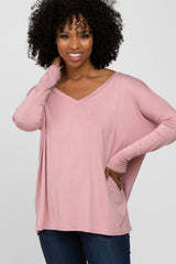Light Pink V-Neck Maternity Top