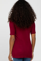 Burgundy Soft Brushed Knit Mock Neck Top