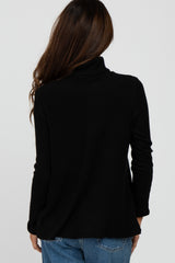 Black Brushed Rib Turtleneck Top