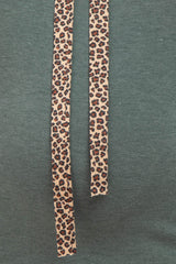 Olive Animal Print Drawstring Maternity Plus Hooded Top