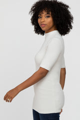 Cream Soft Brushed Knit Mock Neck Top