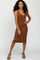 Rust Cheetah Print Sleeveless Sweater Midi Dress