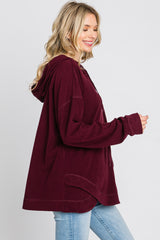 Burgundy Soft Brushed Hooded Top