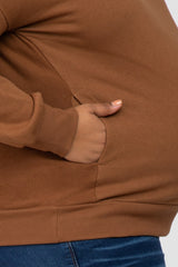 Camel Pocketed Plus Maternity Sweatshirt