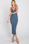 Blue Sleeveless V-Neck Sweater Dress