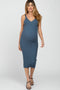 Blue Sleeveless V-Neck Maternity Sweater Dress