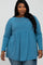 Teal Solid Long Sleeve Peplum Plus Top