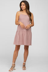 Mauve Tiered Maternity Mini Dress