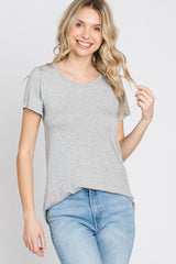 Heather Grey Basic Short Sleeve Top