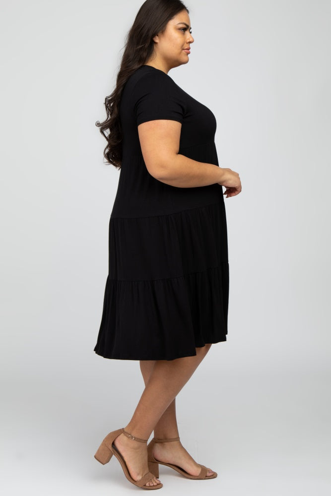 Black Tiered Plus Dress