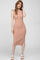 Peach Ribbed Flutter Accent Midi Dress