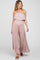 Mauve Floral Strapless Ruffle Hem Maternity Jumpsuit