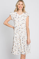Ivory Floral Embroidered Tiered Dress