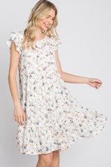 Ivory Floral Embroidered Tiered Dress