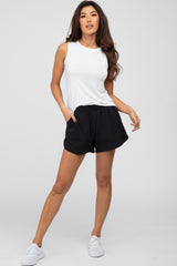 Black Rounded Hem Maternity Active Shorts