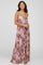 Pink Floral Paisely Side Slit Maxi Dress