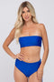 Royal Blue Strapless Lace Up Side Two-Piece Bikini Set