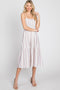 Red Striped Smocked Square Neck Midi Dress