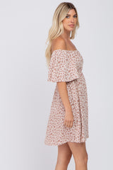 Cream Floral Short Sleeve Dress