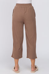 Taupe Ribbed Cropped Wide Leg Pants
