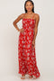 Red Floral Sleeveless Tiered Maxi Dress