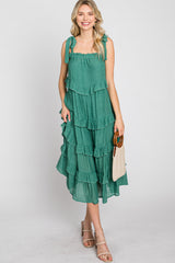 Green Ruffle Tiered Midi Dress