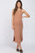 Mocha Ribbed Side Slit Maternity Midi Dress