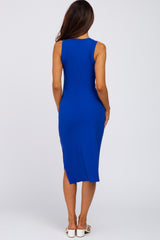 Royal Blue Ribbed Midi Dress