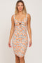 Teal Floral Ruched Front Tie Dress