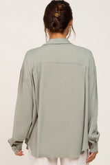 Olive Oversized Button Down Maternity Blouse