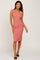 Salmon Ribbed Scoop Neck Sleeveless Midi Dress