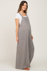 Olive Wide Leg Tie Back Maternity Overalls
