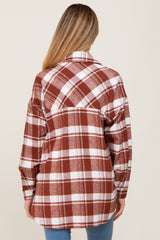 Rust Plaid Maternity Shirt Jacket