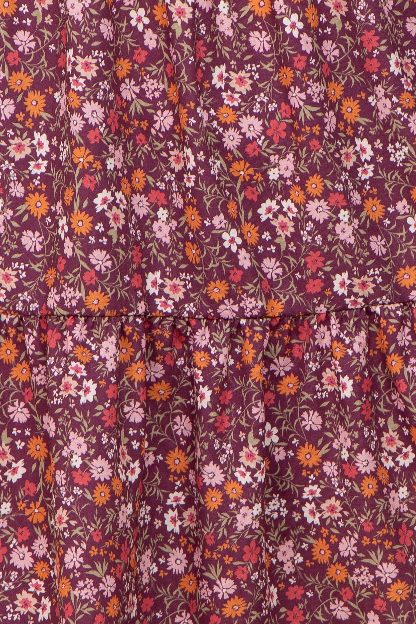 Burgundy Floral Long Sleeve Plus Dress