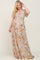 Taupe Floral Chiffon Wrap Short Sleeve Maternity Maxi Dress
