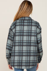 Mint Green Plaid Front Pocket Maternity Shacket