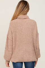 Taupe Soft Chenille Turtle Neck Maternity Sweater