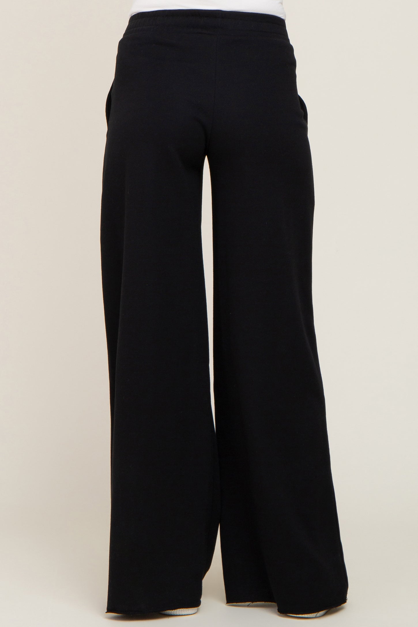 Black Wide Leg Fray Hem Maternity Sweatpants