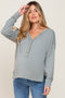 Sage Button Front Terry Long Sleeve Maternity Top