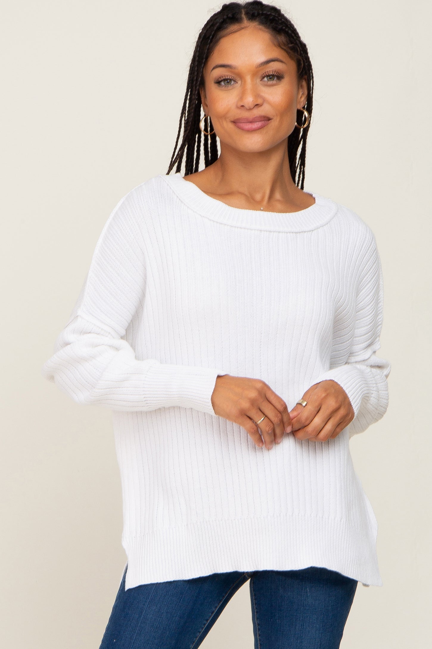 Ivory Ribbed Sweater