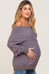 Charcoal Foldover Off Shoulder Maternity Sweater