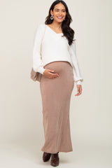 Mocha Stretch Knit Maternity Maxi Skirt