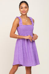 Lavender Smocked Eyelet Maternity Dress